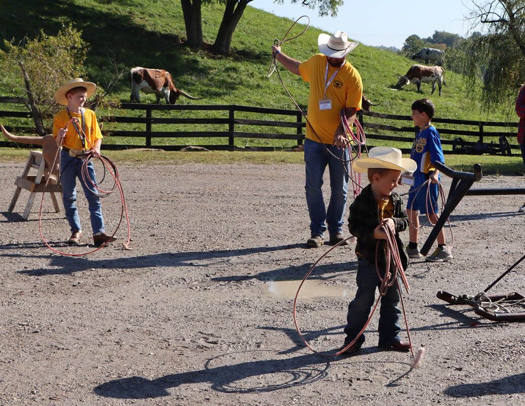 Professional roper Wes Goodman held an all day rope training college for young and old--anyone who wanted to learn the fine art of roping.