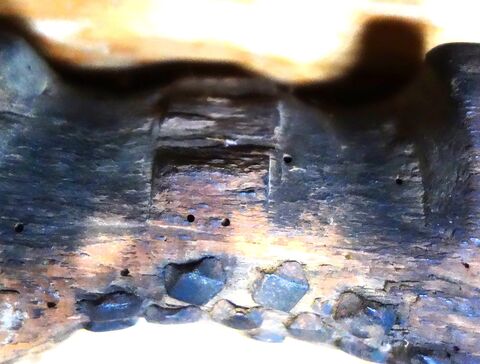 Detail von Widauflage von hinten gesehen (siehe Nägel zum Holzschutz vor Deichselspitze)