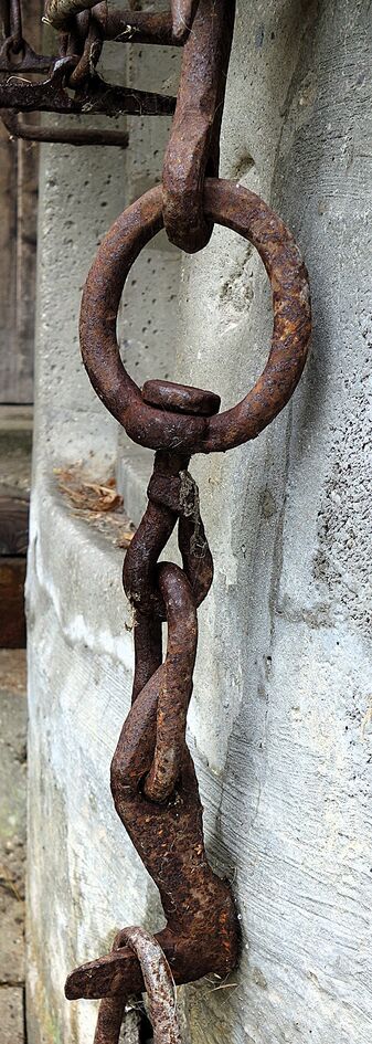 alter, großer Blochstreifhaken mit Wirbel