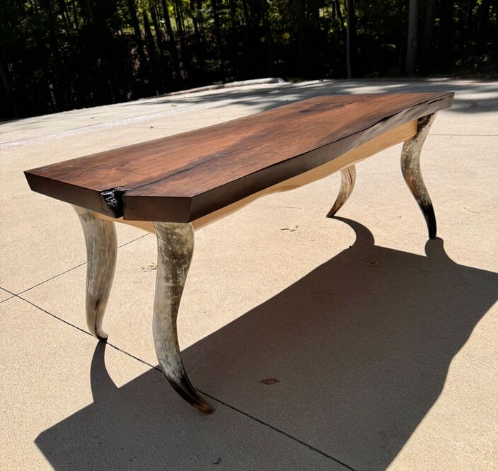 Cherry Hardwood Slab Longhorn Table