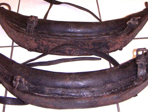 identisches Stirnjochpaar aus Zeilern, Obb., nach Art des Dr. Werner, unterschiedliche Größen (Ochse - Kuh?)