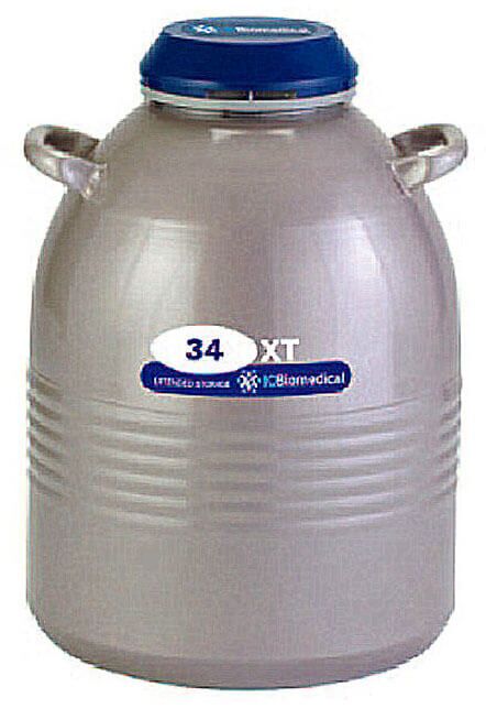 IC Biomedical Semen Storage Tank. ICB 34XT. Holds 540 straws for 340 days between LN fills. Only fill once a year.